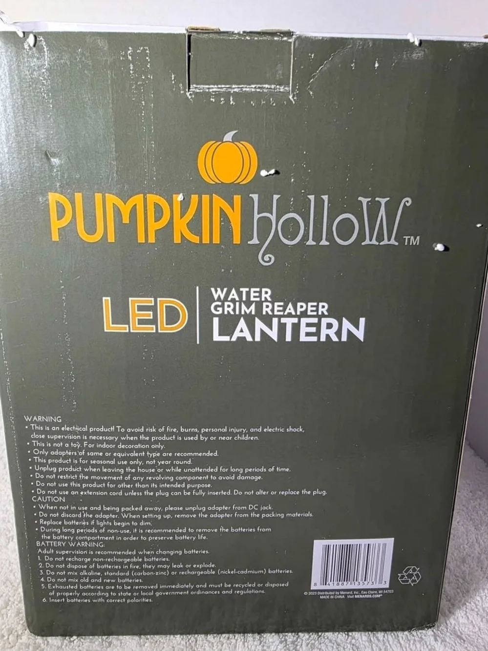 Pumpkin Hollow Water Grim Reaper Color Changing Glitter Lantern